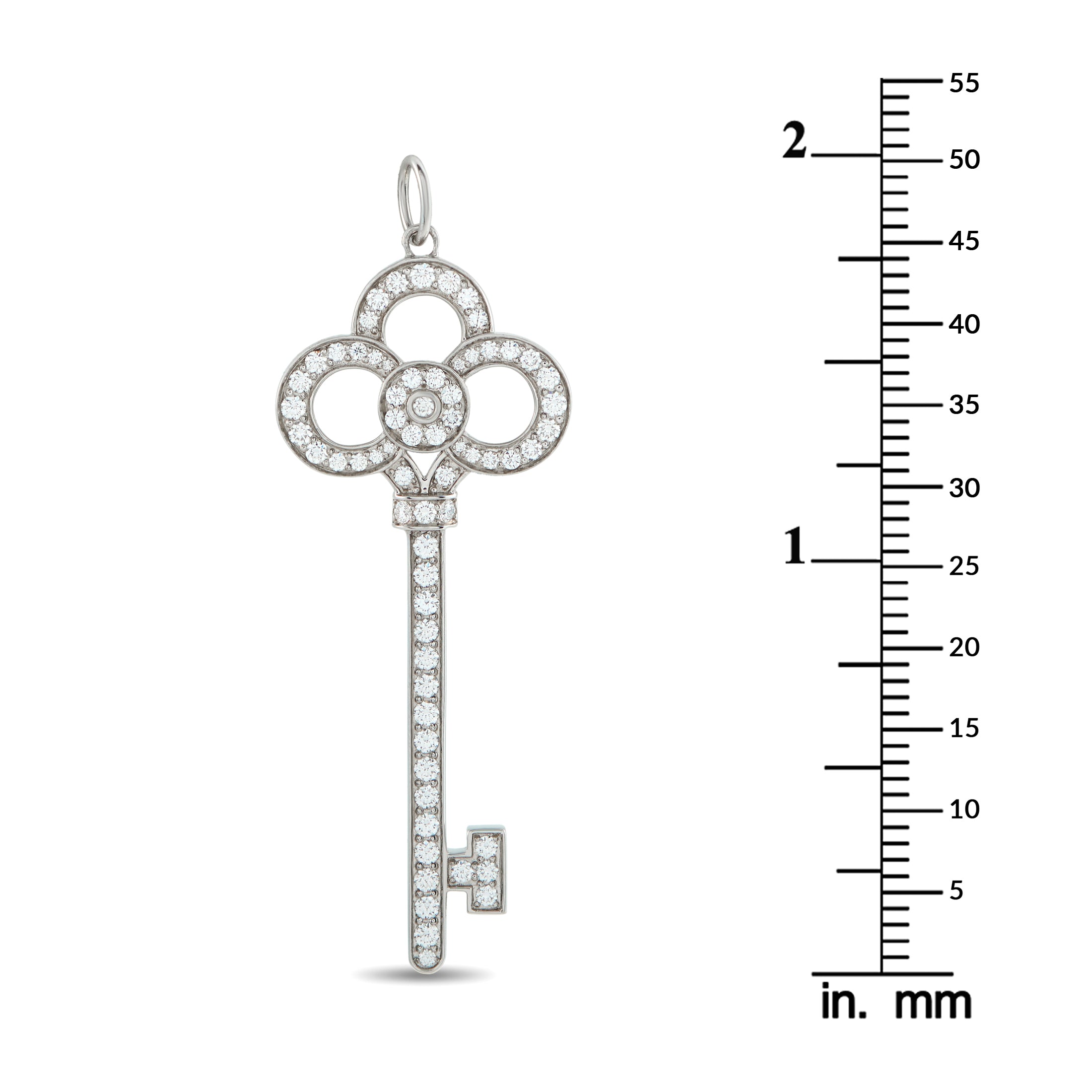 Tiffany & CO. Keys Platinum 0.64ct Diamond Crown Key Pendant