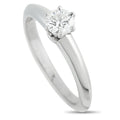 Platinum diamond solitaire ring with round center stone and four prongs