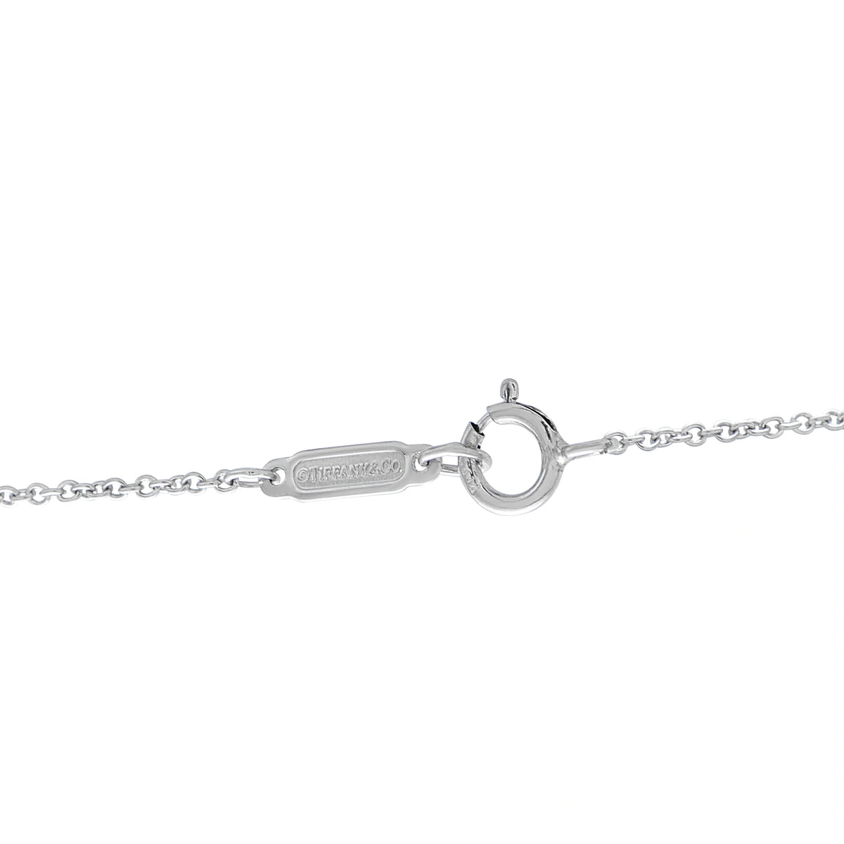 Tiffany & Co. Victoria necklace clasp and engraved platinum tag detail