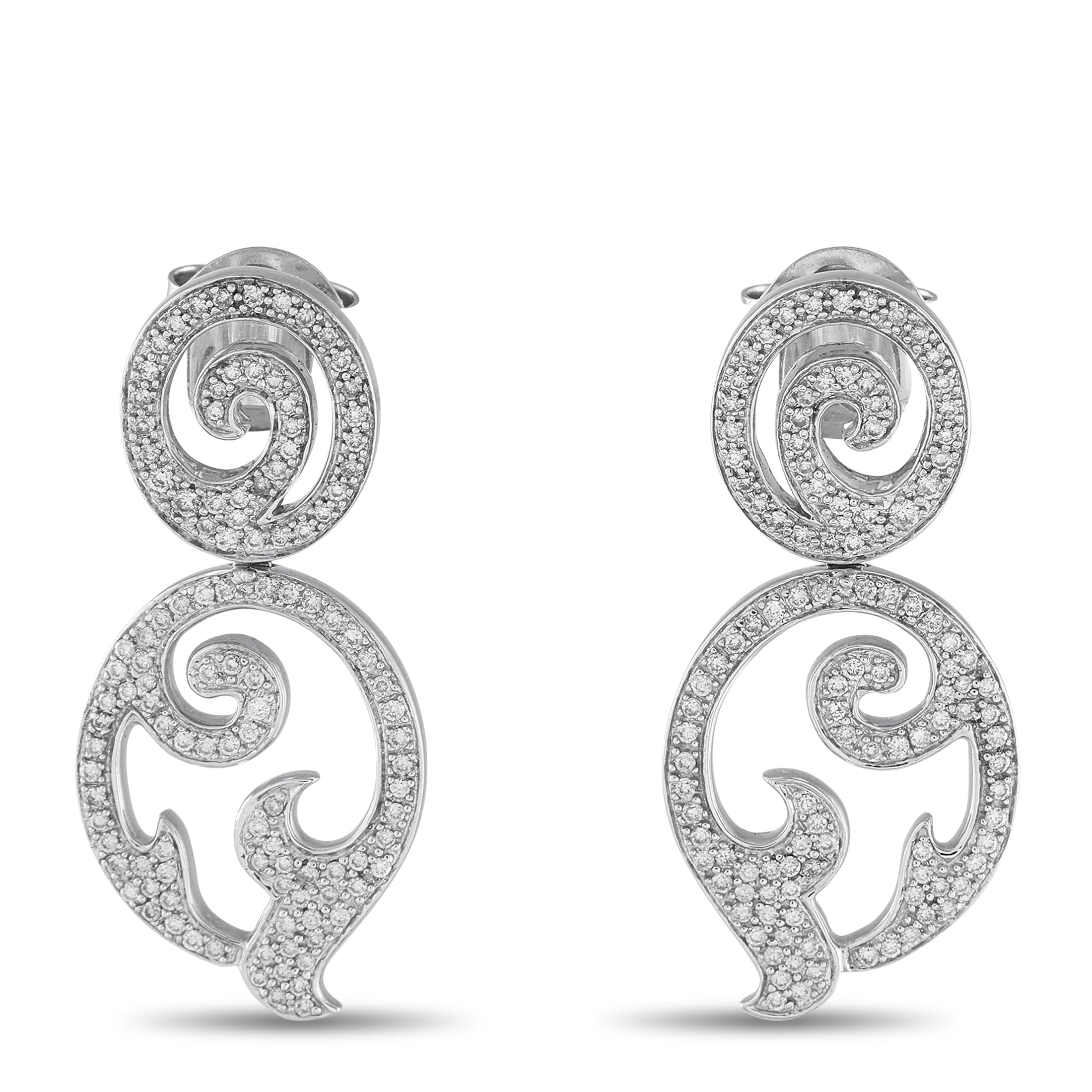 Tous 18K White Gold 1.75ct Diamond Earrings