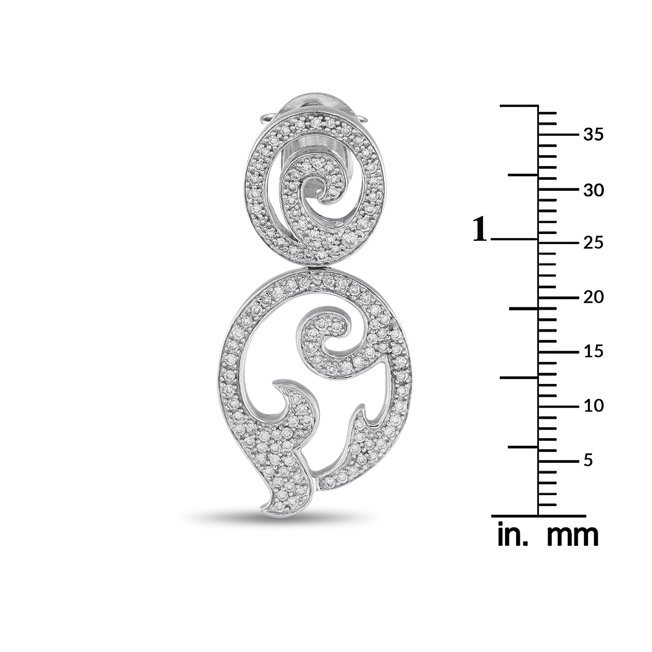 Tous18K White Gold 1.75ct Diamond Earrings