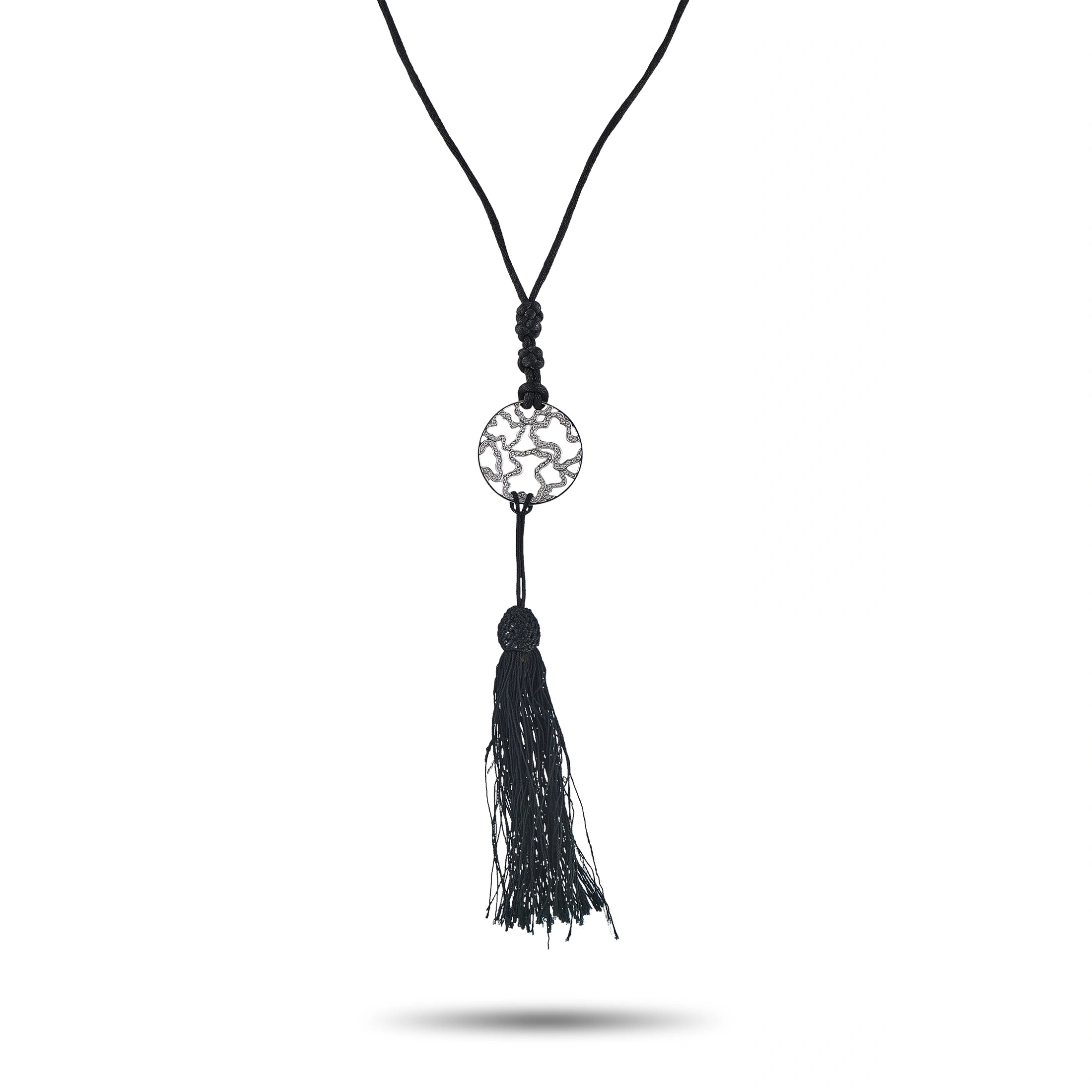 Tous 18K White Gold 0.25ct Diamond Openwork Tassel Necklace