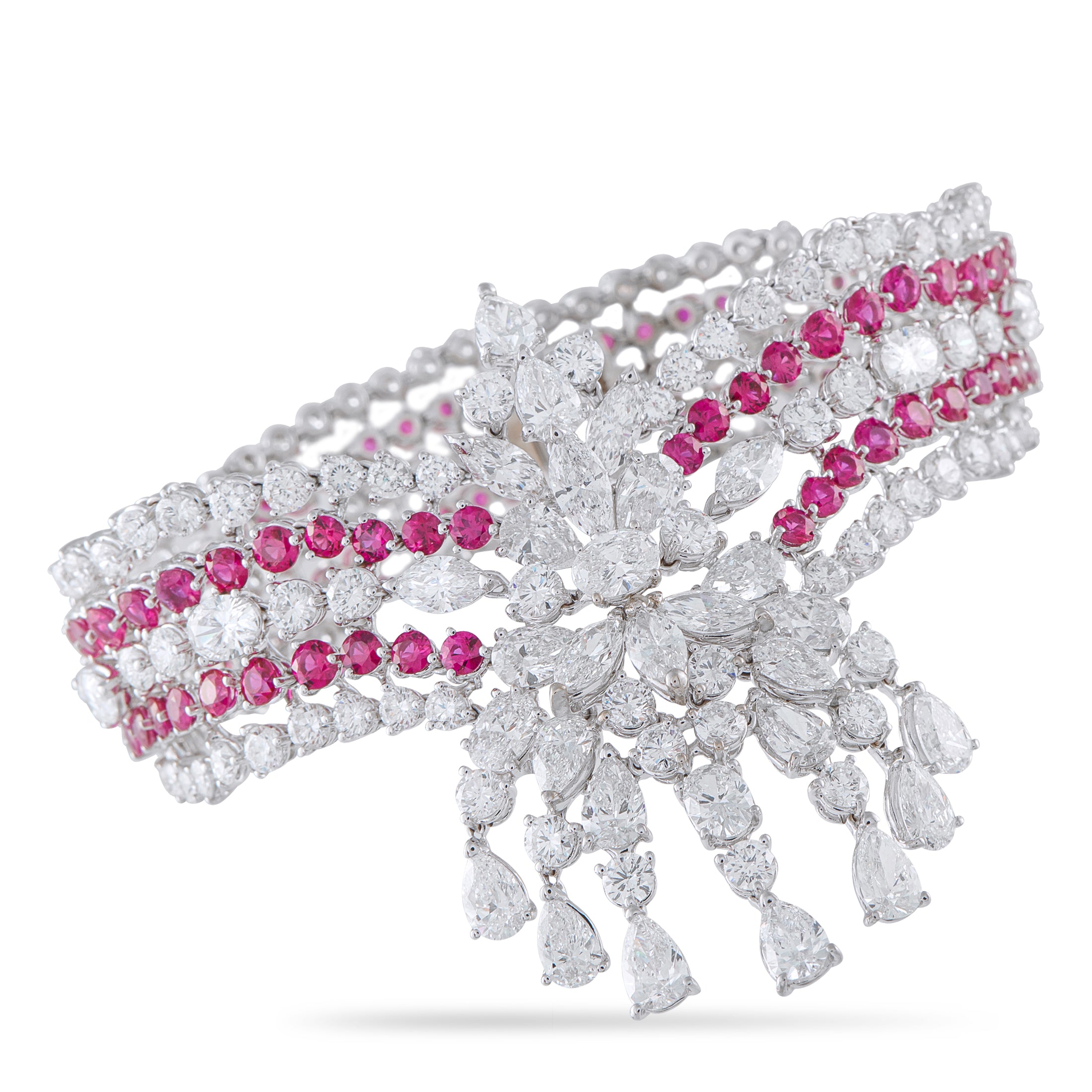 VALENTE MILANO 18K White Gold 24.49ct Diamond and Ruby Bracelet