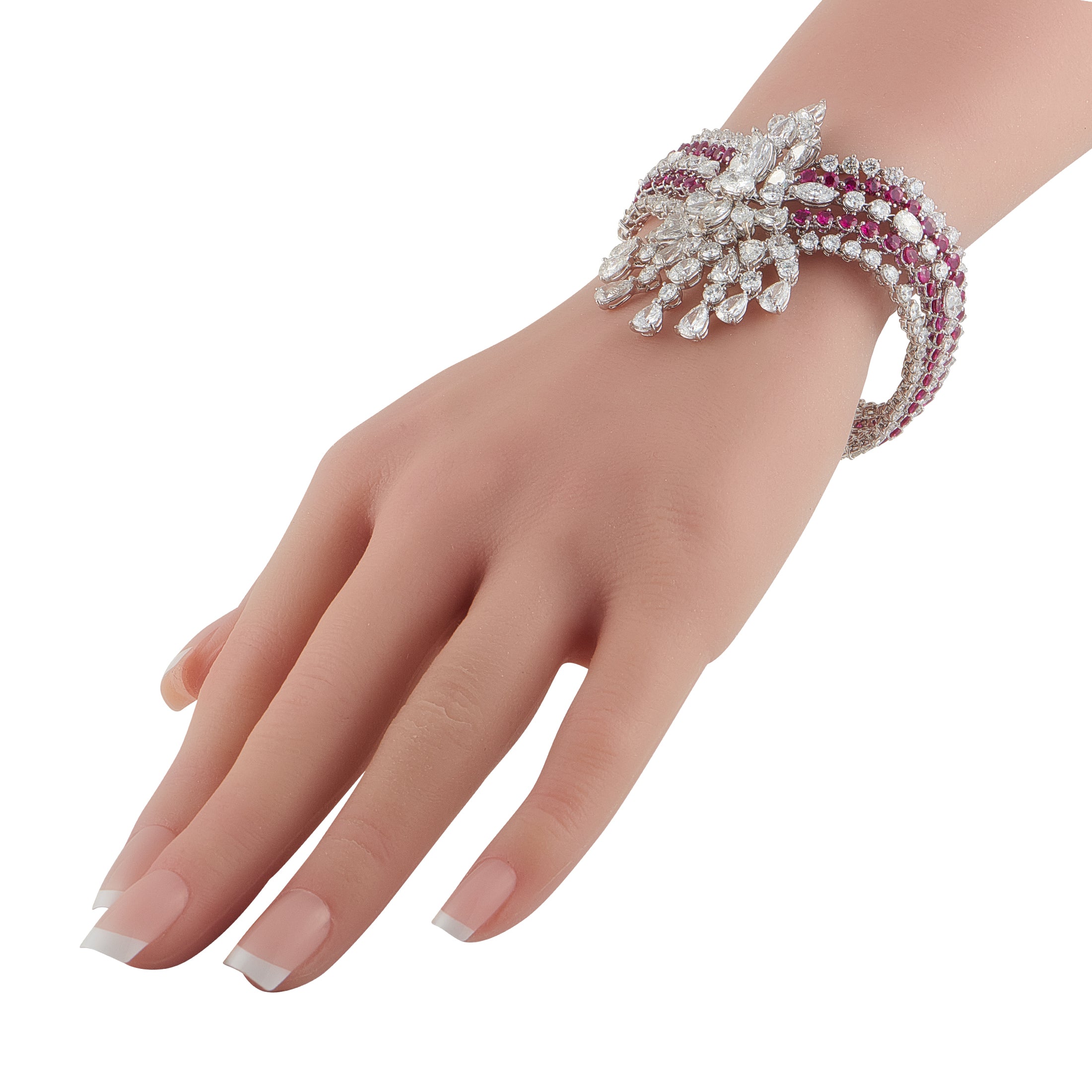 VALENTE MILANO 18K White Gold 24.49ct Diamond and Ruby Bracelet