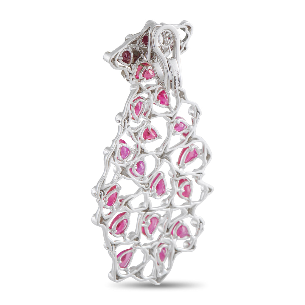 Valente Milano 18K White Gold 4.65ct Diamond and Ruby Earrings