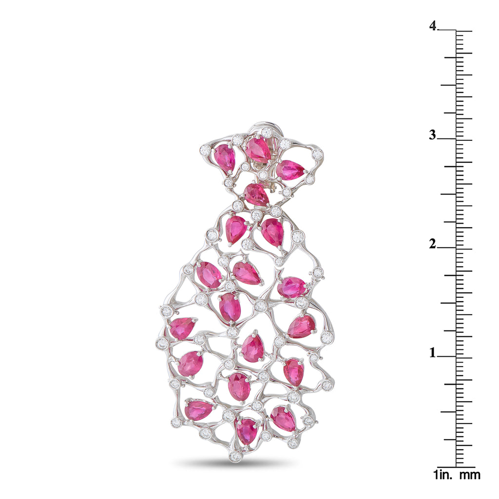Valente Milano 18K White Gold 4.65ct Diamond and Ruby Earrings