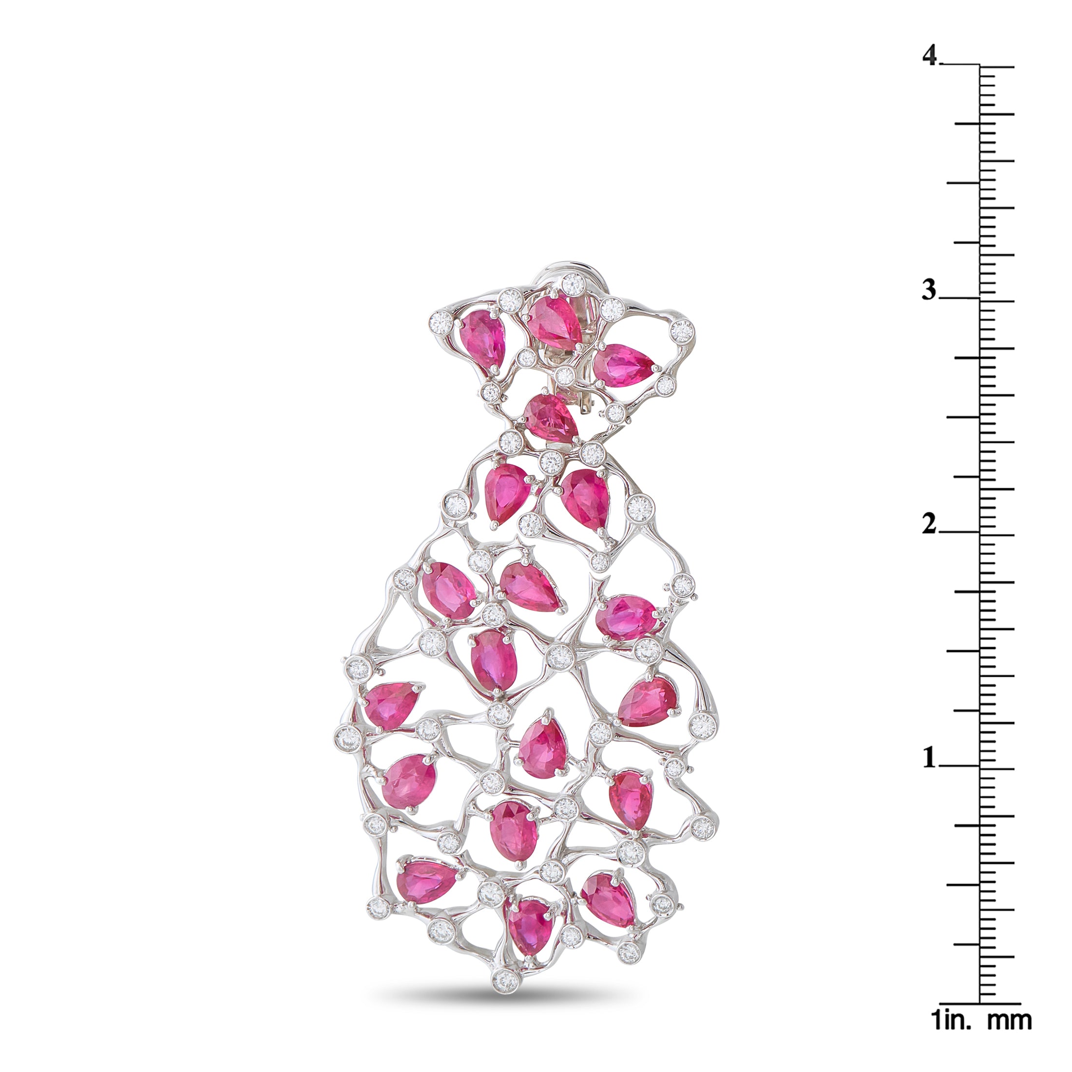 Valente Milano 18K White Gold 4.65ct Diamond and Ruby Earrings