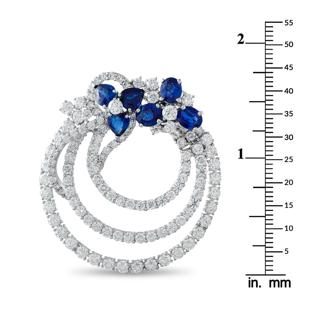 VALENTE MILANO 18K White Gold 13.82ct Diamond and Sapphire Clip-On Earrings