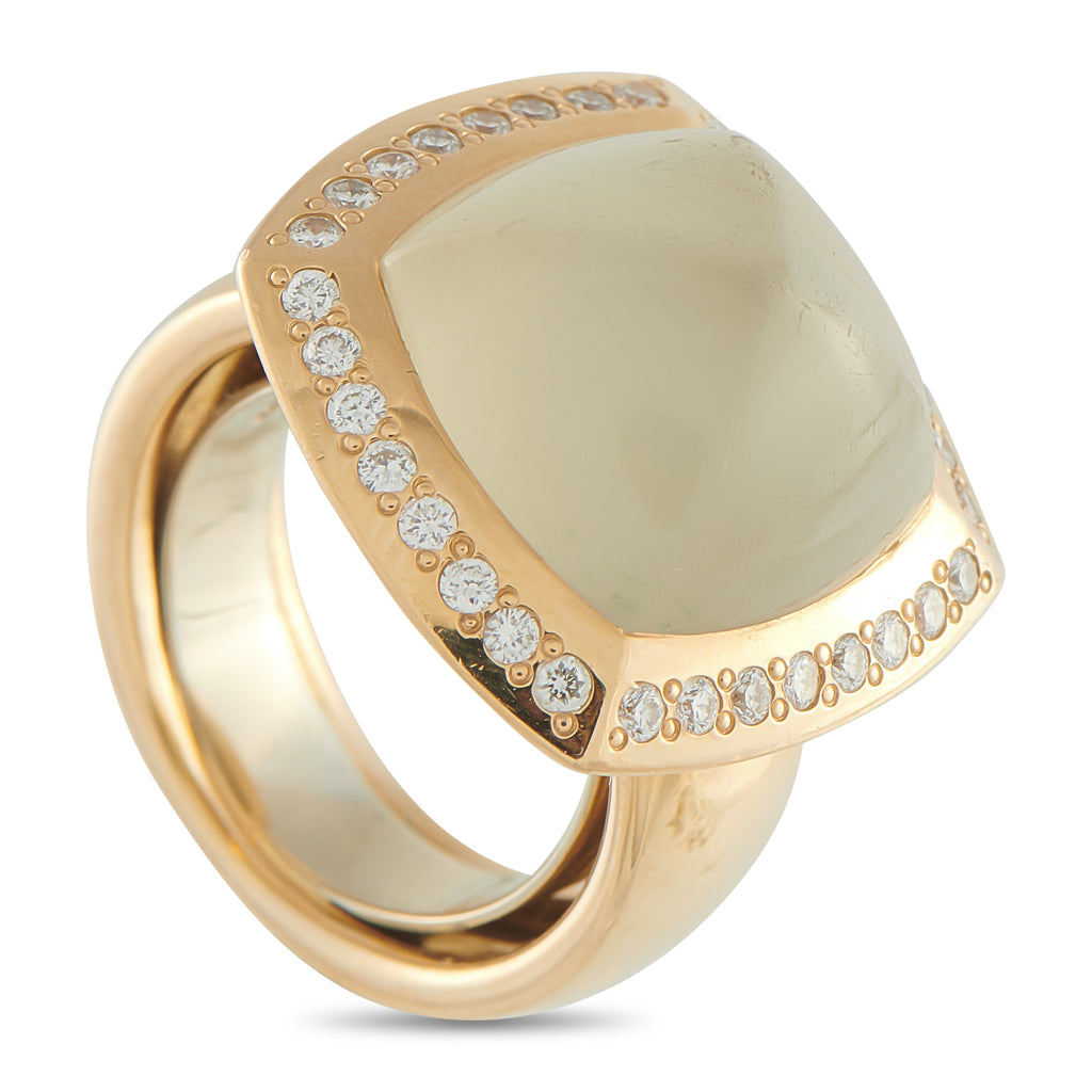 Valente Milano 18k Yellow Gold 0.60ct Diamond and Smoky Quartz Ring