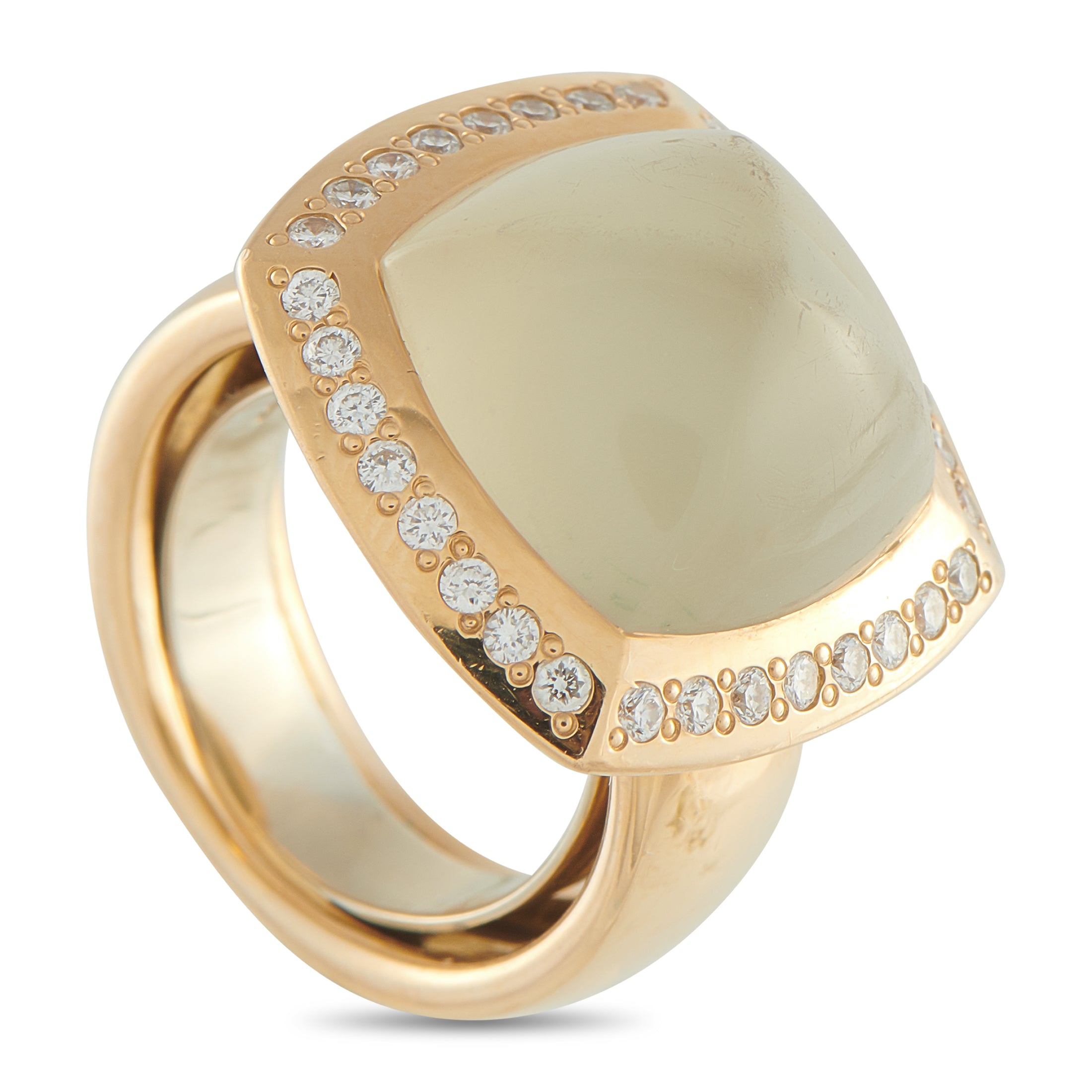 Valente Milano 18k Yellow Gold 0.60ct Diamond and Smoky Quartz Ring