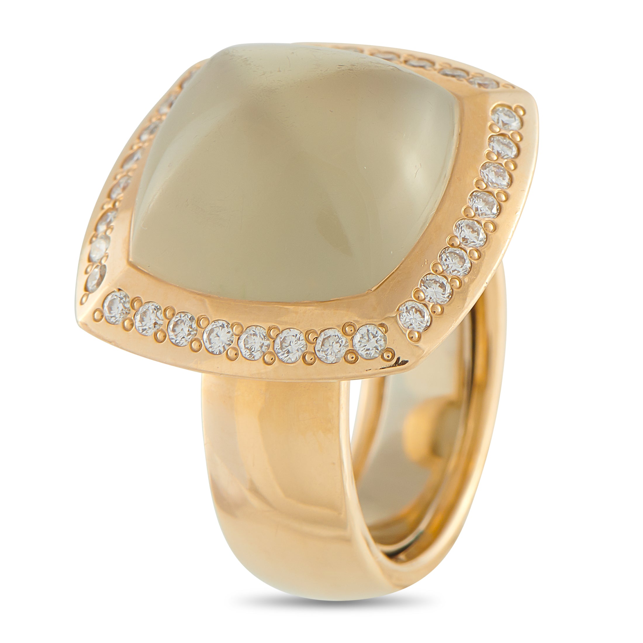 Valente Milano 18k Yellow Gold 0.60ct Diamond and Smoky Quartz Ring