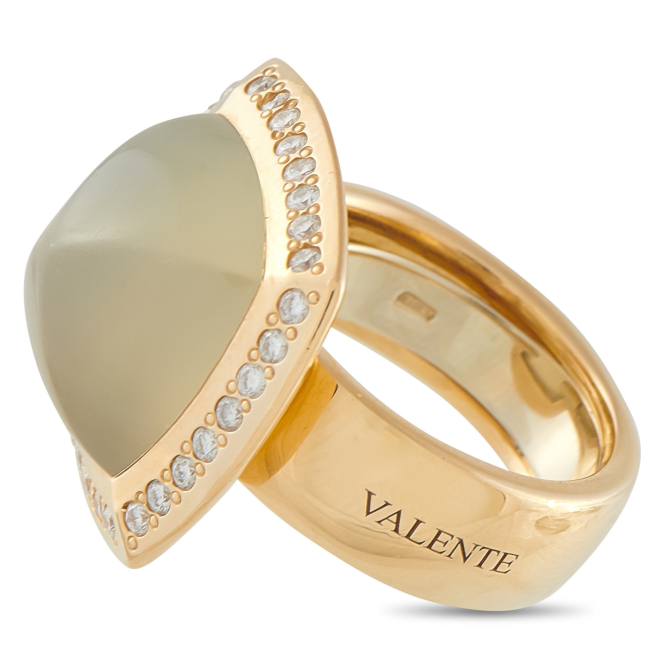 Valente Milano 18k Yellow Gold 0.60ct Diamond and Smoky Quartz Ring