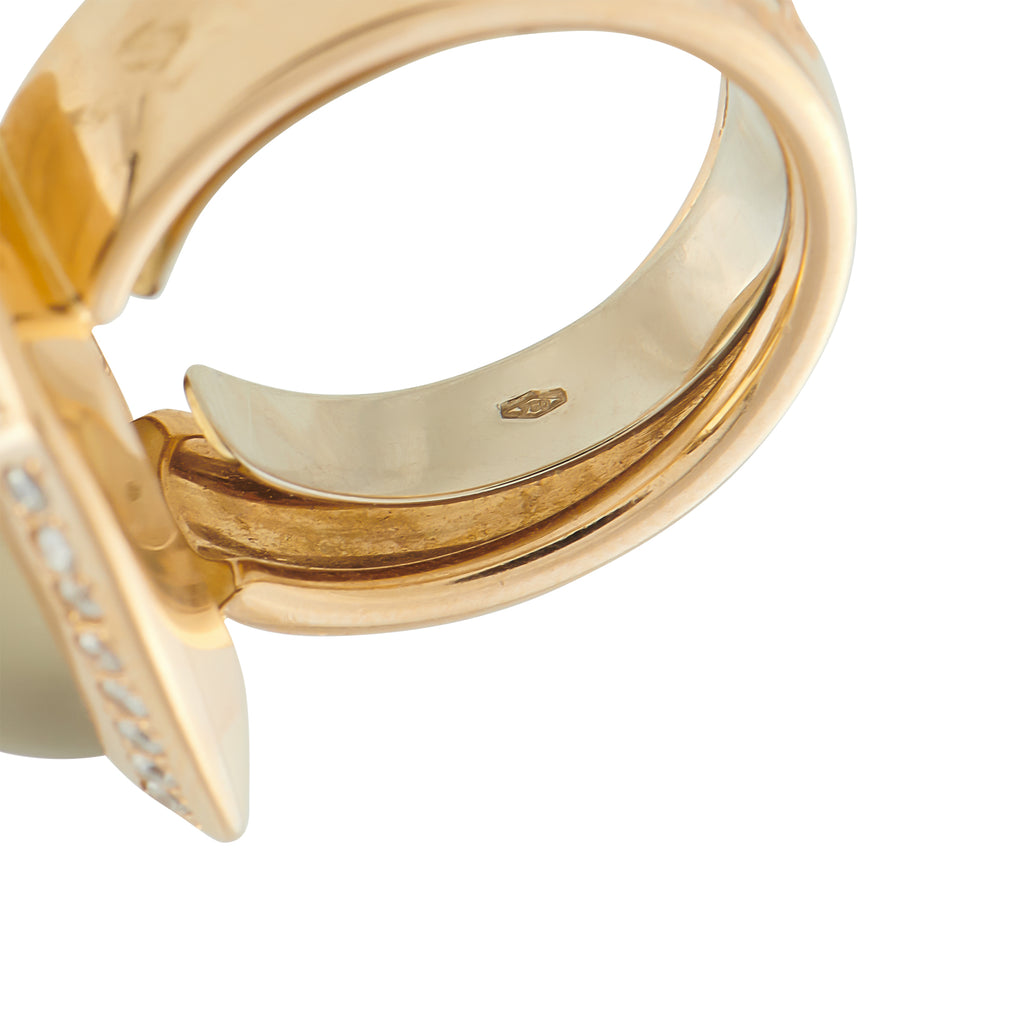 Valente Milano 18k Yellow Gold 0.60ct Diamond and Smoky Quartz Ring