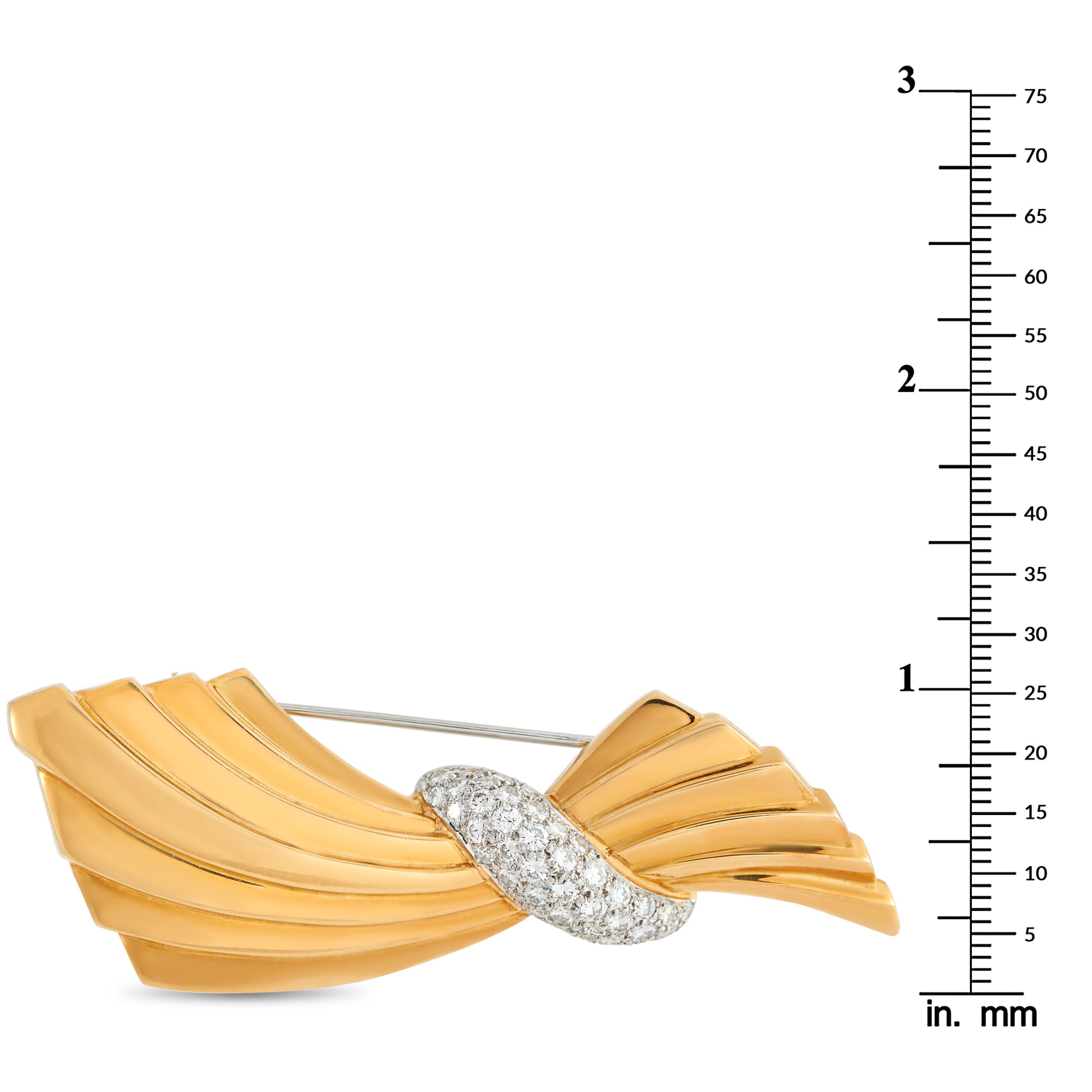 Van Cleef & Arpels 18K Yellow Gold 2.20ct Diamond Bow Brooch