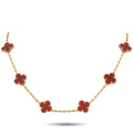 18K yellow gold carnelian Alhambra necklace with 10 motifs