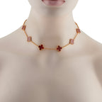 Van Cleef & Arpels Alhambra 18K Yellow Gold Carnelian 10-Motif Necklace