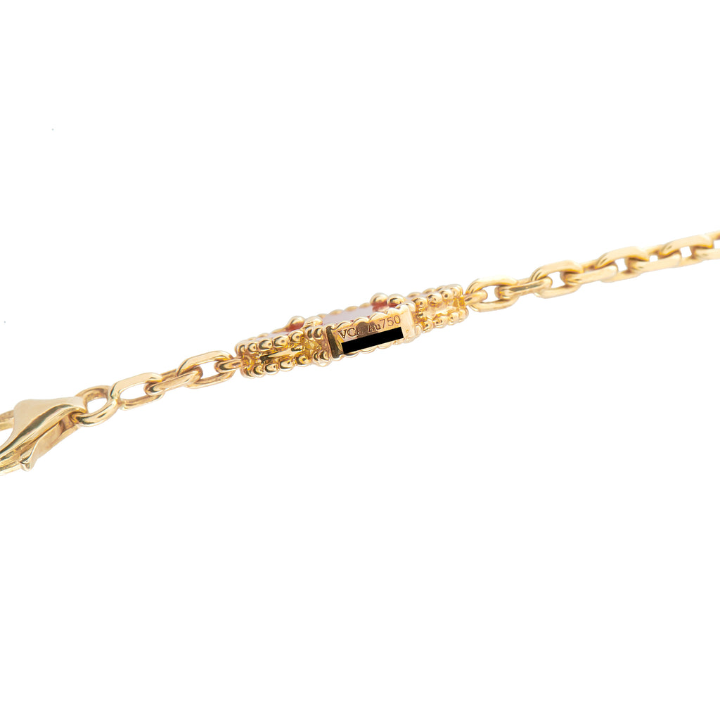 Van Cleef & Arpels Alhambra 18K Yellow Gold Carnelian 10-Motif Necklace