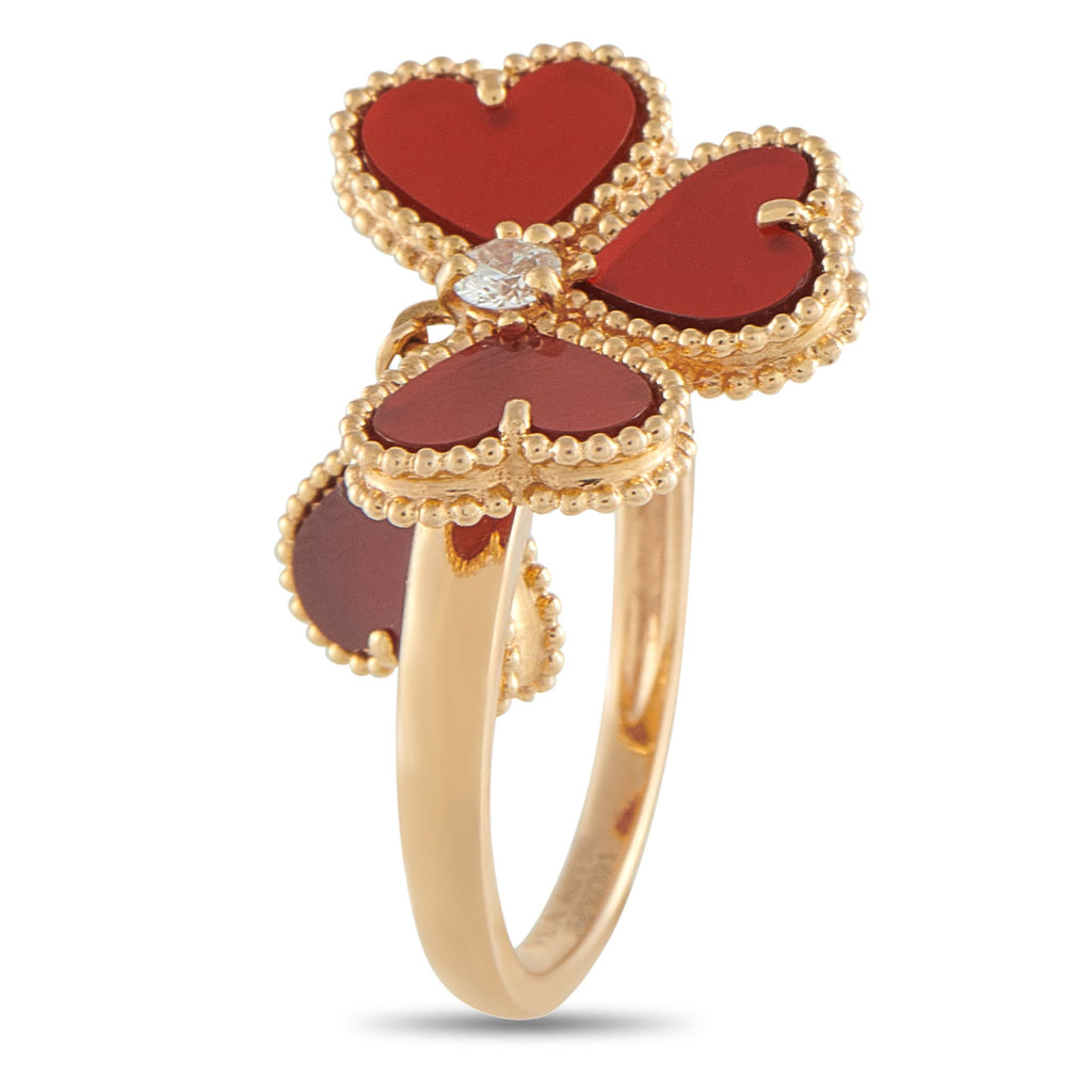 Van Cleef & Arpels Van Cleef & Arpels Sweet Alhambra 18K Rose Gold Diamond and Cornelian Ring
