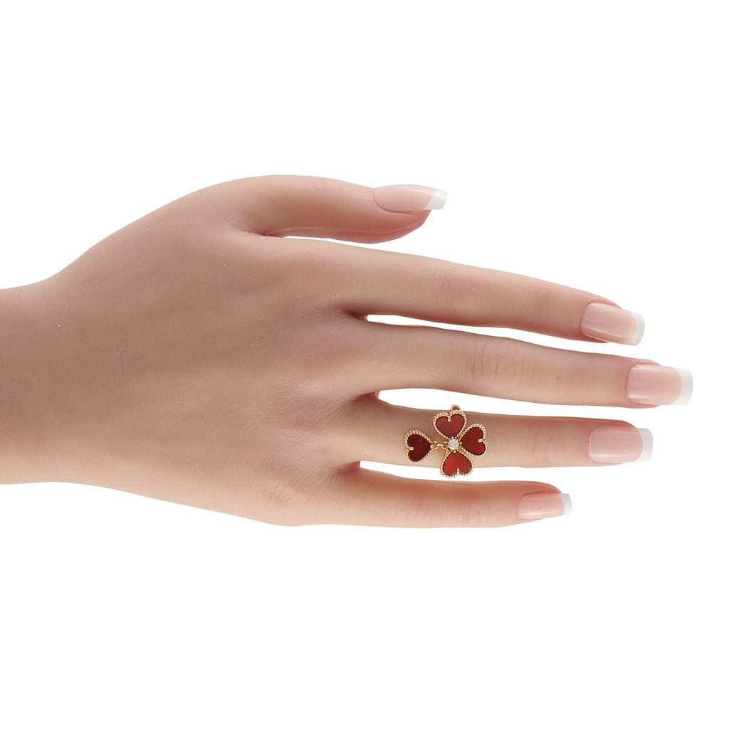 Van Cleef & Arpels Van Cleef & Arpels Sweet Alhambra 18K Rose Gold Diamond and Cornelian Ring