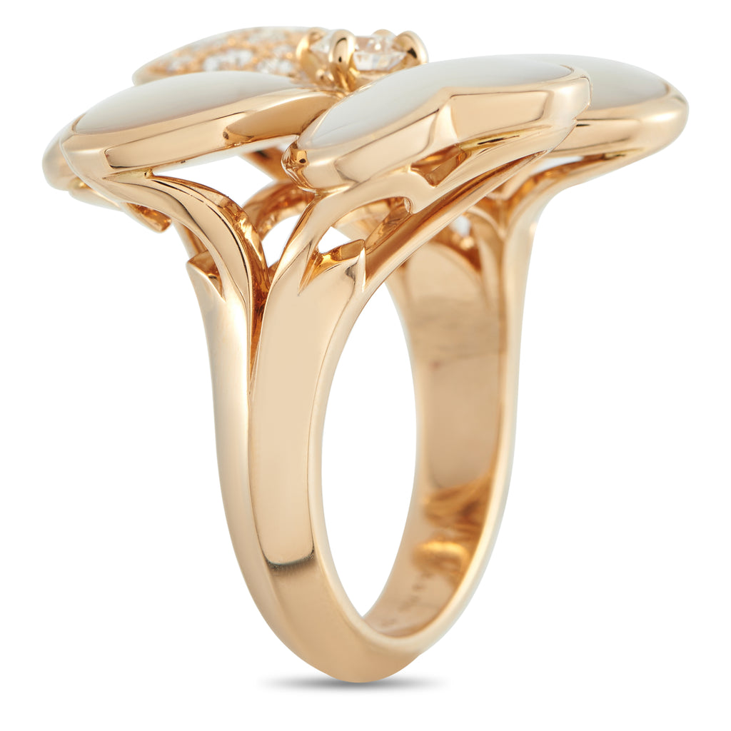 Van Cleef & Arpels Cosmos 18K Rose Gold Diamond and Mother of Pearl Ring