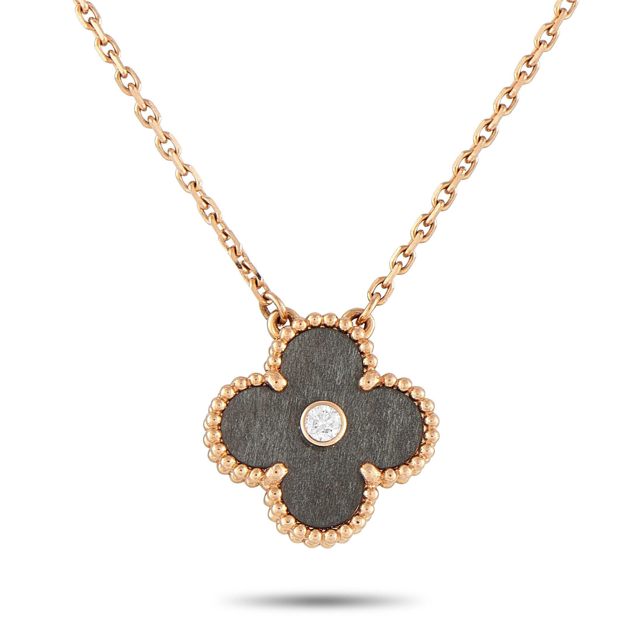 Van Cleef & Arpels Holiday Alhambra 18K Rose Gold Diamond Pendant Necklace - This Van Cleef & Arpels Holiday Alhambra necklace is the perfect piece for collectors or anyone who appreciates timeless luxu