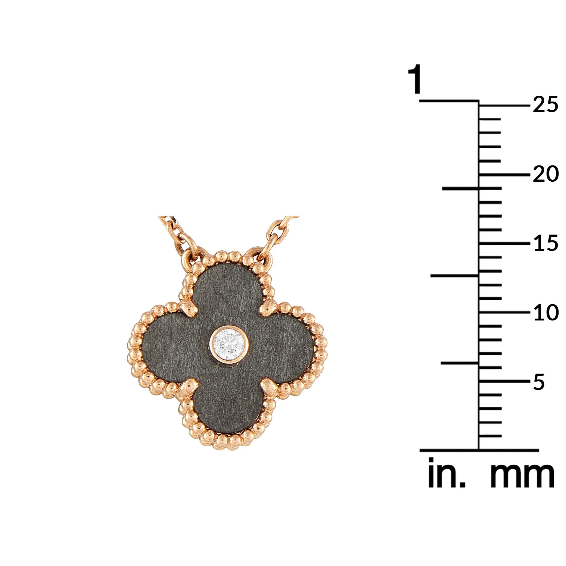 Van Cleef & Arpels Holiday Alhambra 18K Rose Gold Diamond Pendant Necklace