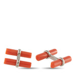 Van Cleef & Arpels 18K White Gold Coral Cufflinks