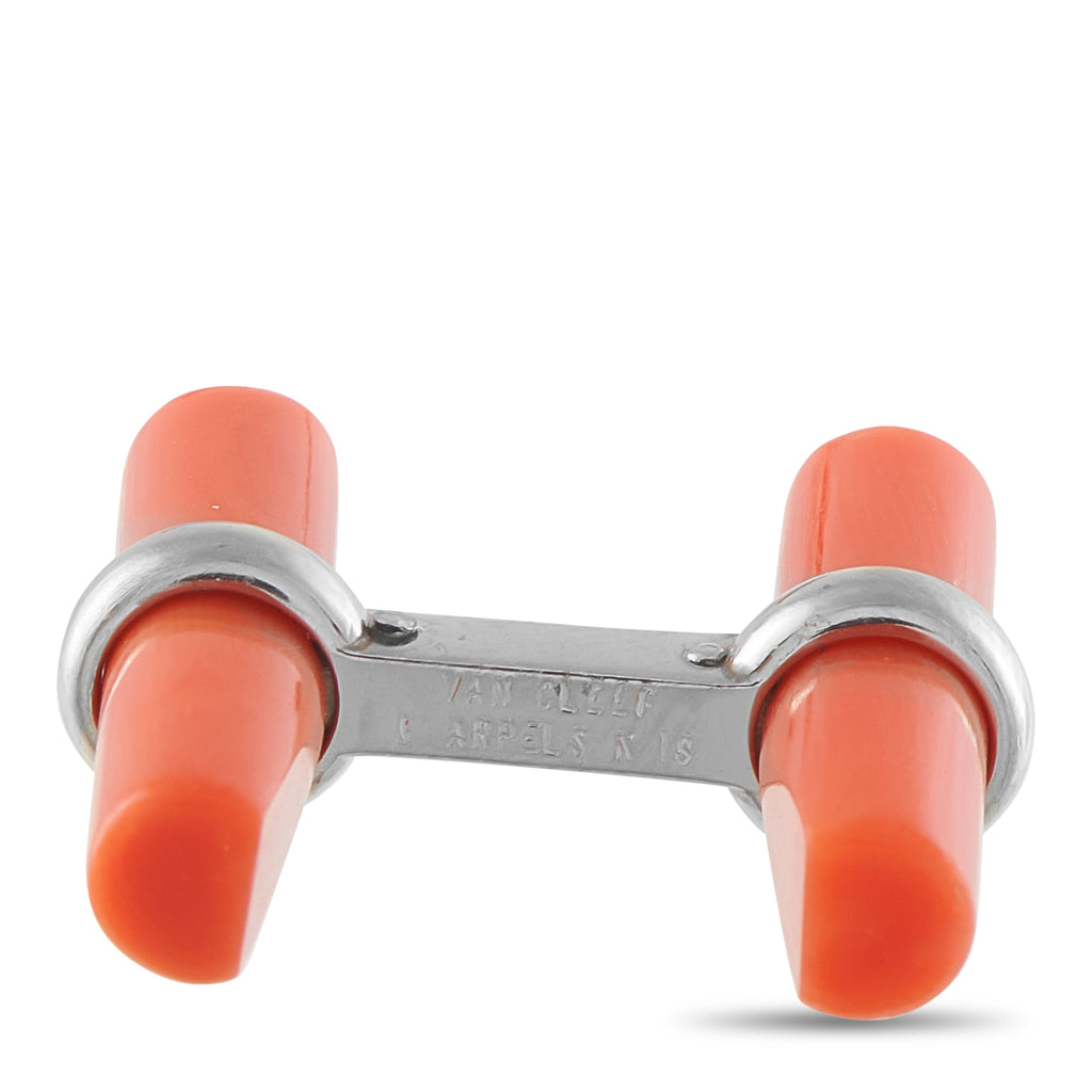 Van Cleef & Arpels 18K White Gold Coral Cufflinks