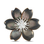 VAN CLEEF & ARPELS Van Cleef & Arpels Rose de Noël 18K White Gold 0.48ct Diamond and Mother of Pearl Brooch