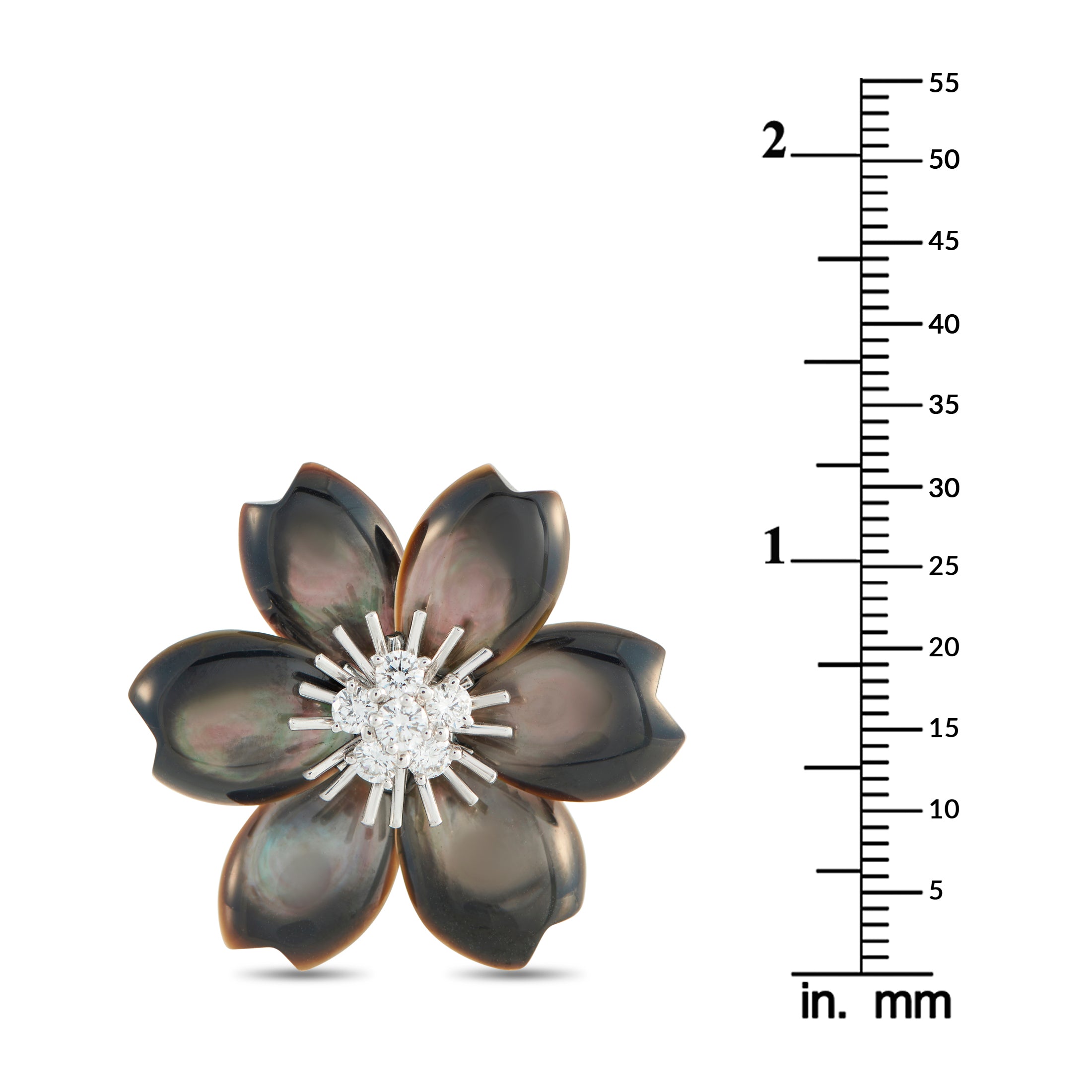 VAN CLEEF & ARPELS Van Cleef & Arpels Rose de Noël 18K White Gold 0.48ct Diamond and Mother of Pearl Brooch