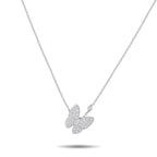 VAN CLEEF & ARPELS Van Cleef & Arpels Two Butterfly 18K White Gold 0.88ct Diamond Necklace