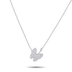 Van Cleef & Arpels Two Butterfly 18K White Gold 0.88ct Diamond Necklace