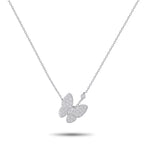 Van Cleef & Arpels Two Butterfly 18K White Gold 0.88ct Diamond Necklace
