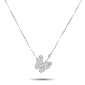 Van Cleef & Arpels Two Butterfly 18K White Gold 0.88ct Diamond Necklace