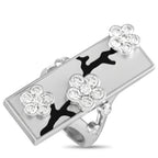 Van Cleef & Arpels Miroir des Eaux 18K White Gold Diamond, Onyx, and Mother of Pearl Ring