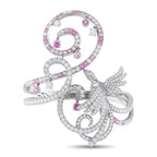 Van Cleef & Arpels 18K White Gold Diamond and Pink Sapphire Birds of Paradise Bracelet
