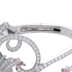 Van Cleef & Arpels 18K White Gold Diamond and Pink Sapphire Birds of Paradise Bracelet