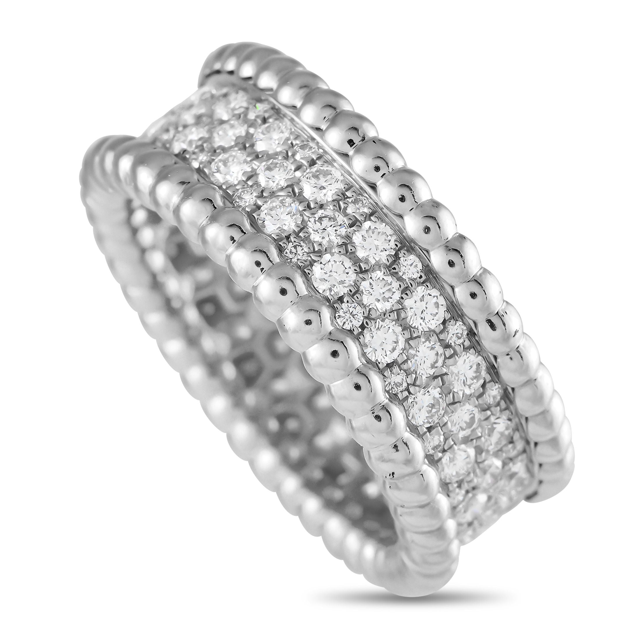 Van Cleef & ArpelsVan Cleef & Arpels Perlée 18K White Gold 1.11ct Diamond Ring VC05-112624 – This Perlée ring, featuring a th