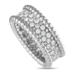 Van Cleef & Arpels Perlée 18K White Gold 1.11ct Diamond Ring – This Perlée ring, featuring a thick white gold band covered wi