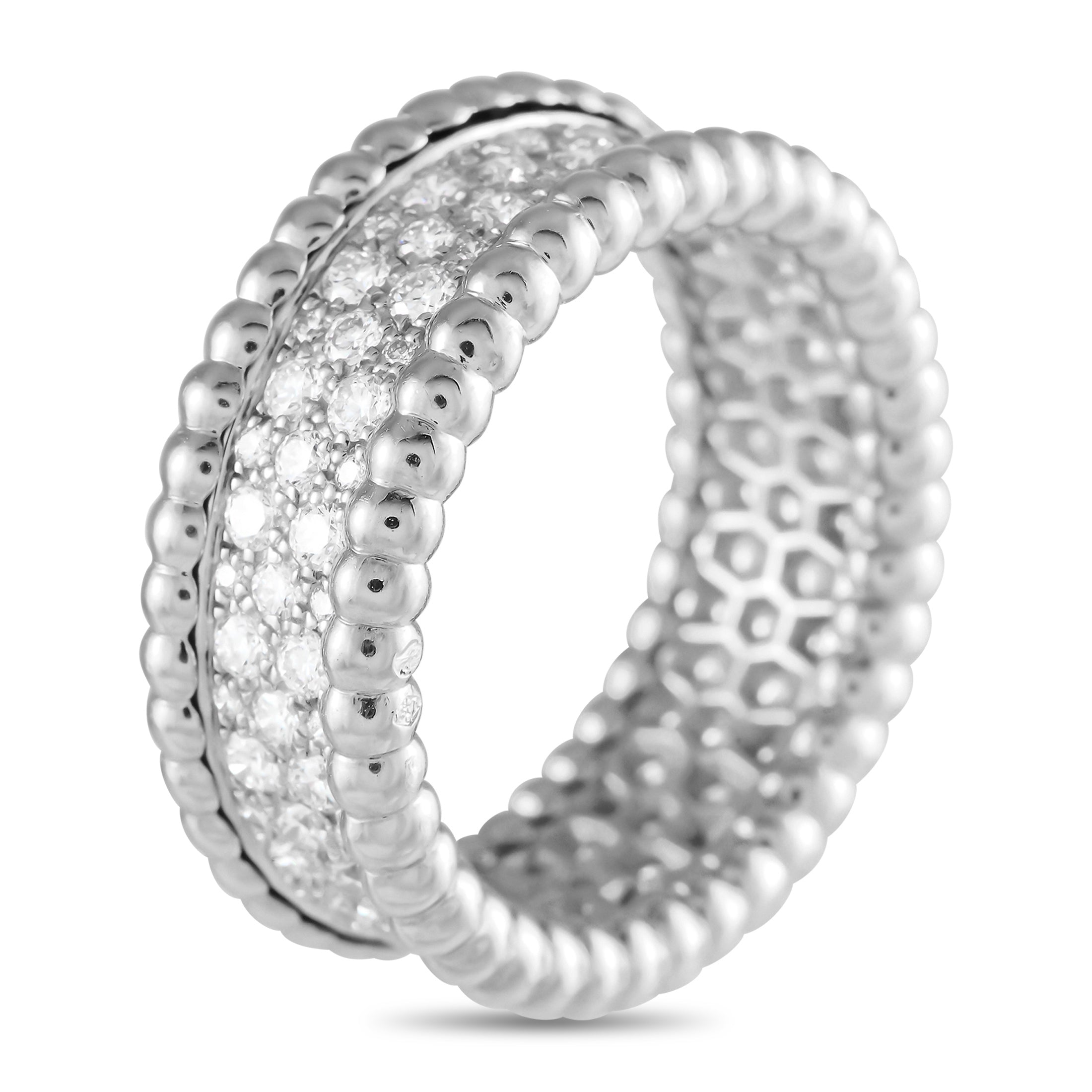 Van Cleef & Arpels Perlée 18K White Gold 1.11ct Diamond Ring