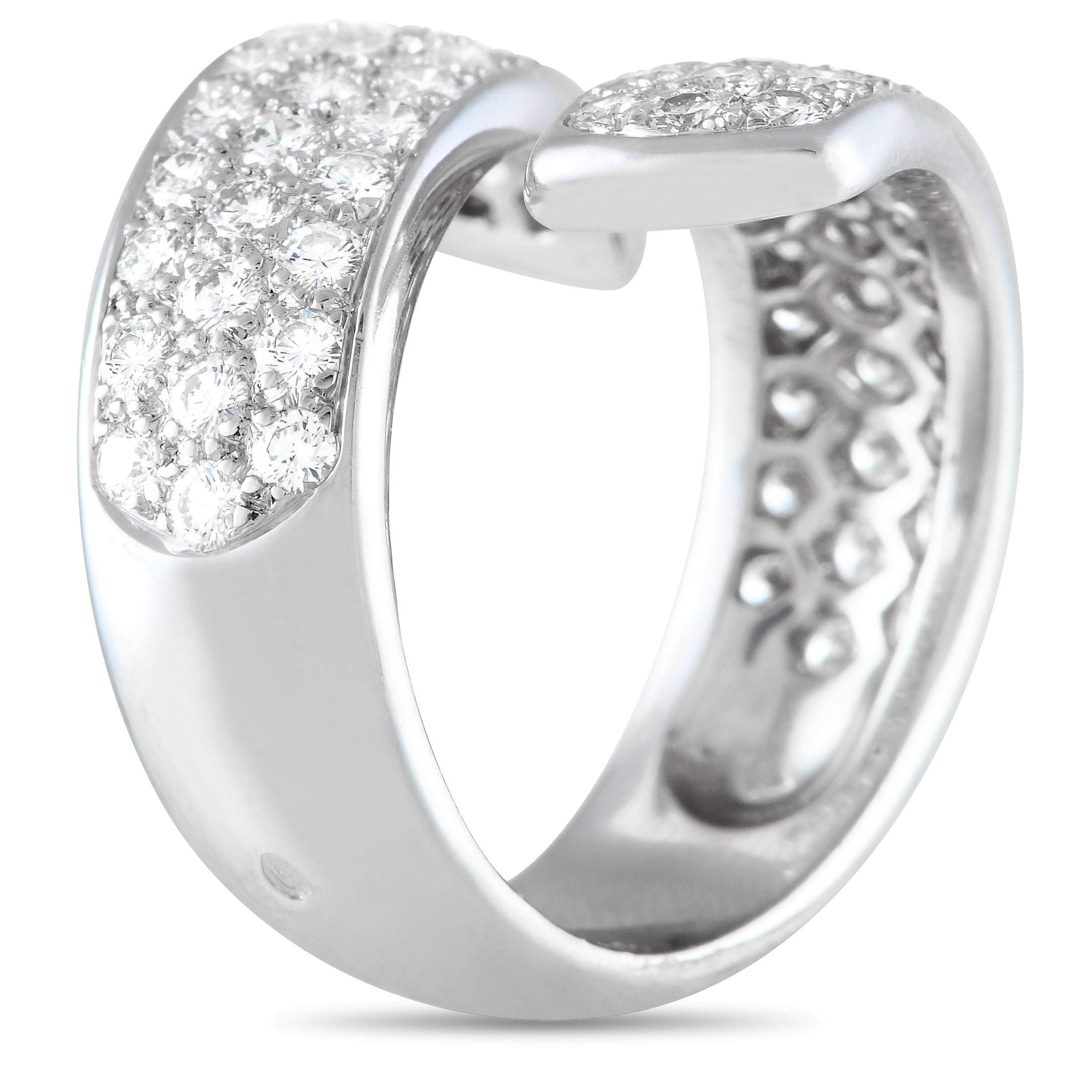 Van Cleef & Arpels Vintage 18K White Gold 1.35ct Diamond Bypass Ring