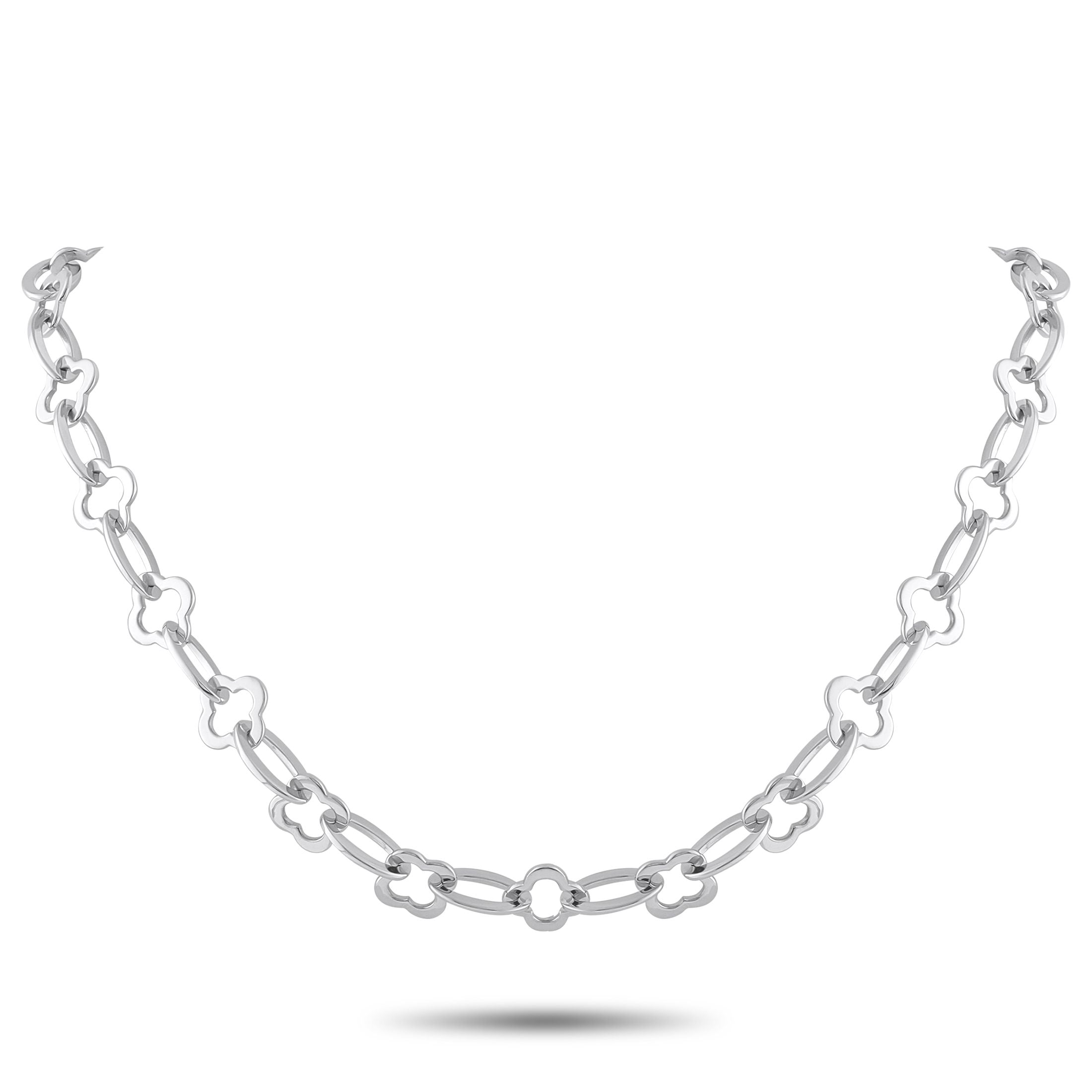 Van Cleef & ArpelsVan Cleef & Arpels Byzantine Alhambra 18K White Gold Link Necklace #4983 – On this Van Cleef & Arpels Byzan