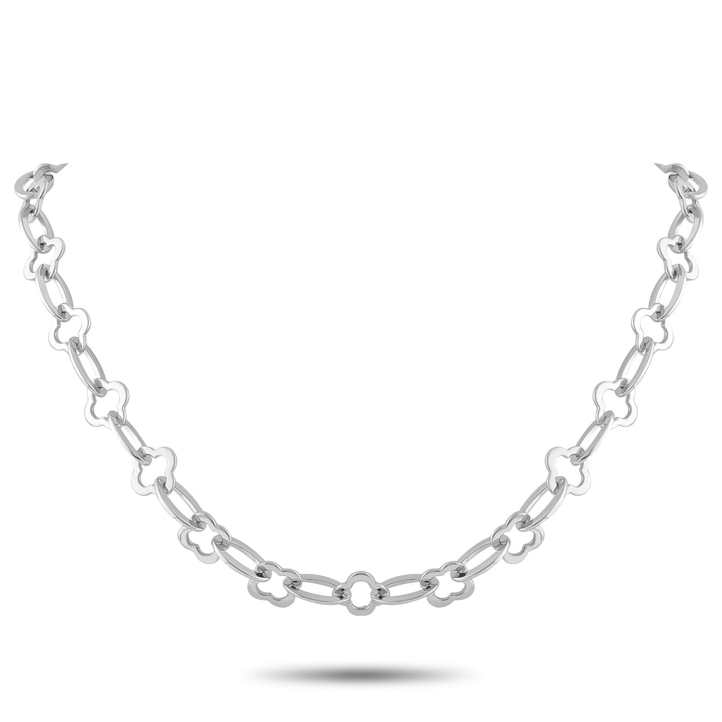 Van Cleef & Arpels Byzantine Alhambra 18K White Gold Link Necklace – On this Van Cleef & Arpels Byzantine Alhambra necklace, 