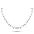 White gold link necklace with repeating four-leaf clover motifs, polished finish