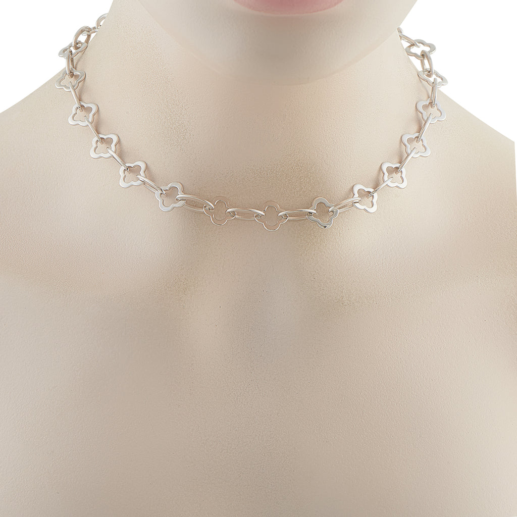 Van Cleef & Arpels Byzantine Alhambra 18K White Gold Link Necklace