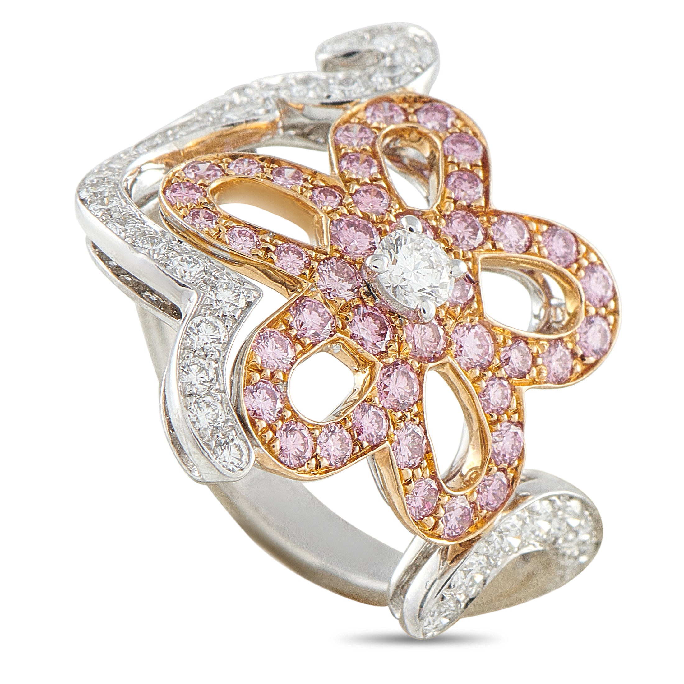 Van Cleef & Arpels 18K White Gold 1.25ct White and Pink Diamond Ring – Add a touch of luxury to any occasion with this classi