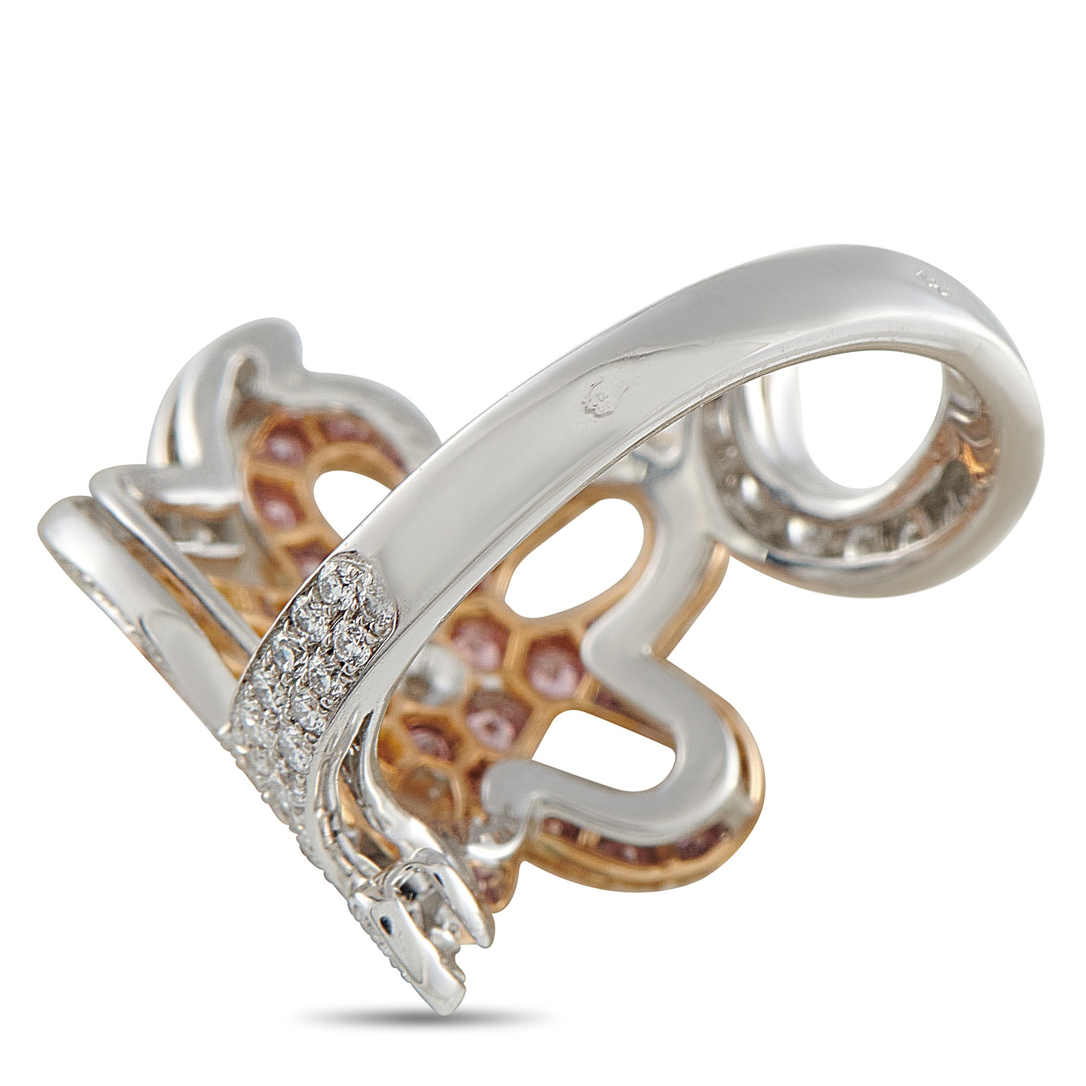 Van Cleef & Arpels 18K White Gold 1.25ct White and Pink Diamond Ring