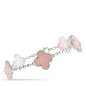 Van Cleef & Arpels 18K White Gold Pink Opal Bracelet