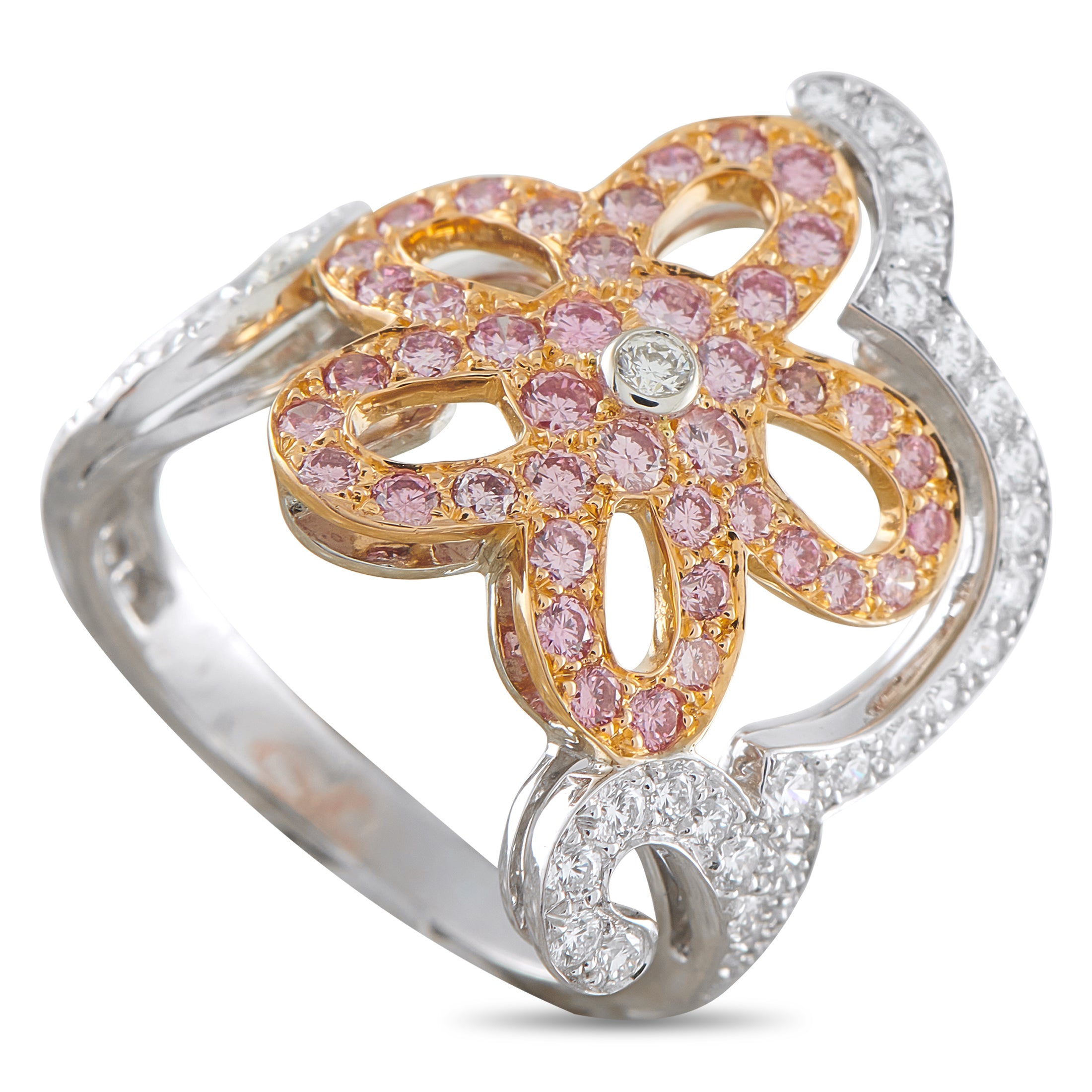 VAN CLEEF & ARPELS Van Cleef & Arpels 18K White Gold Pink and White Diamond Ring