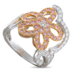 Van Cleef & Arpels 18K White Gold Pink and White Diamond Ring